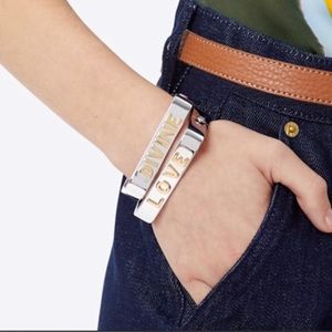 Tory Burch Sterling Silver Message Bracelet